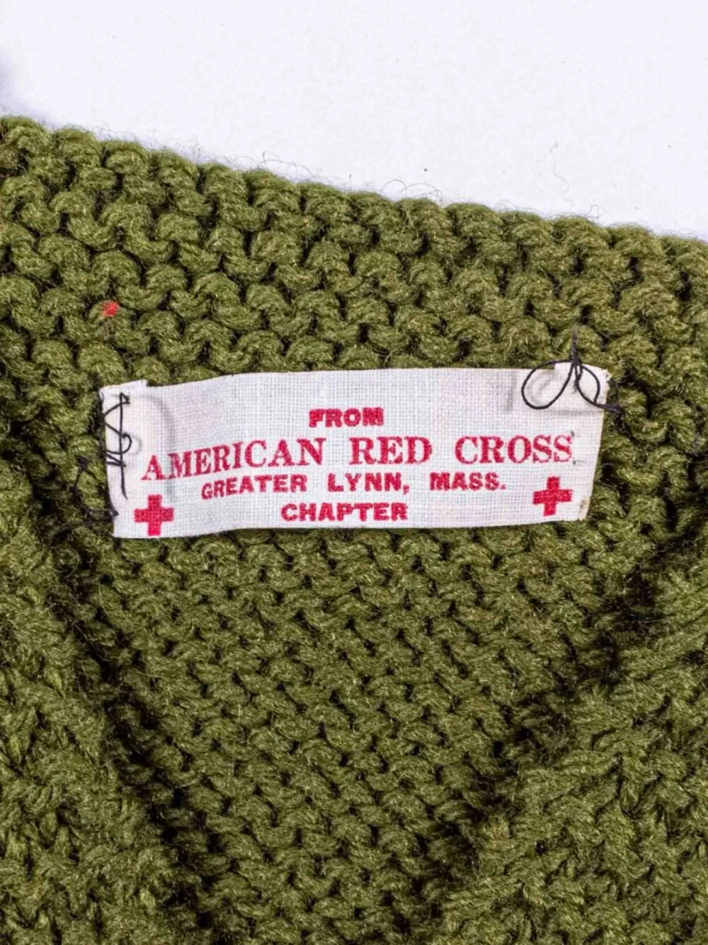 Vintage WWII American Red Cross Wool Sweater Vest Knit Olive Drab US Army